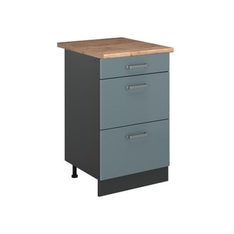 Vicco Mueble Bajo De Cocina R-line, Gris Azulado/antracita, 50 Cm Encimera Roble Dorado, Vicco