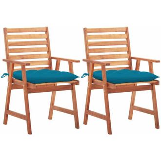 vidaXL Sillas Comedor De Jard&iacute;n 2 Uds Madera Maciza Acacia Y Cojines Vidaxl