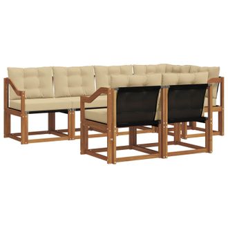 vidaXL Conjunto De Sof&aacute;s De Exterior Con Coj&iacute;n 7 Pcs Natural Y Beige Vidaxl