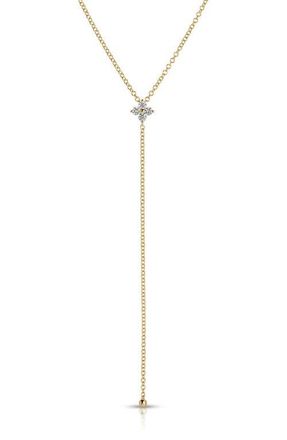 EF Collection Fleur Diamond Y-Necklace in 14K Yellow Gold at Nordstrom