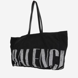 Balenciaga Mens Tote Bag Cotton Blend Black Shoulder