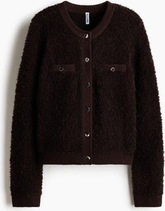 H&M Boucl&eacute;-knit Cardigan in Dark Brown at Nordstrom, Size Xx-Large