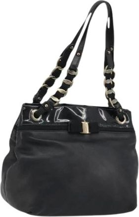 Ferragamo Pre-owned Shoulder Bags, female, Black, Size: ONE SIZE Pre-owned Patent Leather Shoulder Bag