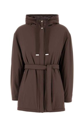 Herno Brown Hooded Belted Jacket