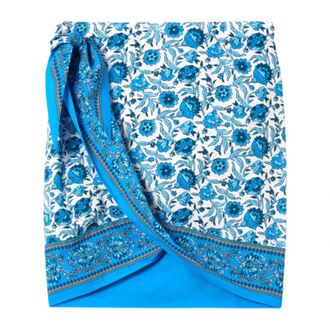 MC2 Saint Barth Beachwear, female, Blue, Size: XS Pareo Skirt Angie