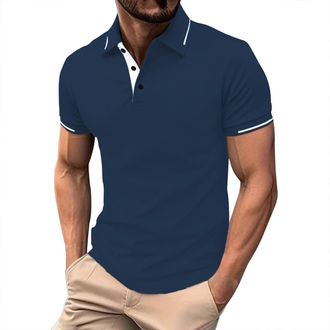 Generic Polo Shirt Men Shortsleeves Summer Shirts 2 Button Turndown Workwear Soild Color Breathable Tshirts Lightweight Comfort Shiteshirts Regular Fit Busine