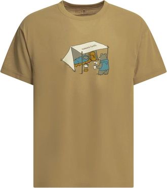Montbell T-shirt met borstprint - Heren - T-shirts - Beige - L - Polyester - Tops