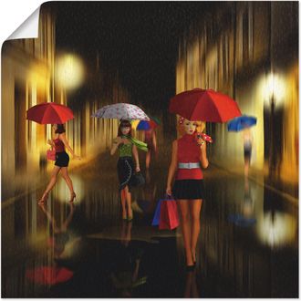 Artland Poster »Frauen beim Einkaufen im Regen« Frau 1 Stk. tlg. als Alubild, Outdoorbild, Leinwandbild, Poster in verschied. Grössen