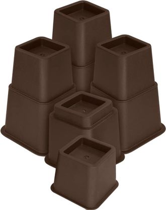 OEM 8 Elevadores De Muebles Ajustables, 4 Altos, 4 Bajos, Altura De 8 A 20 Cm, Color Marr&oacute;n, Para Cama, Mesa, Sof&aacute;