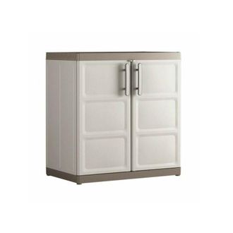 Keter Dfl - Armario Bajo Multiusos De Dos Puertas Y Dos Baldas Beige Excelencia 89x54x H93 Cm