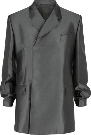 Ferragamo Mens Double Breasted Jacket In Dark Grey