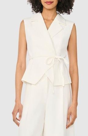 Ted Baker Notch Collar Sleeveless Tie Waist Top in Egret at Nordstrom Rack, Size 12