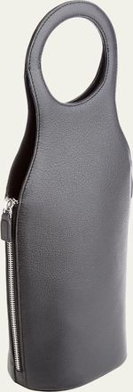 Royce Leather Monogrammed Leather Wine Champagne Bottle Carrying Case