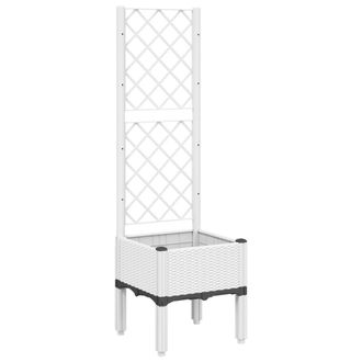 vidaXL Jardinera Con Enrejado Pp Blanco 40x40x142 Cm Vidaxl