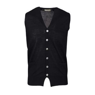 Ballantyne V-Neck Vest - male - Ballantyne - Cardigans - Blue - 2XL - Knitwear