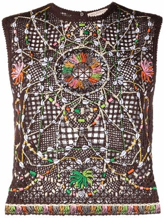 Pucci Cyprea-embroidered blouse - women - Cotton - S - Brown