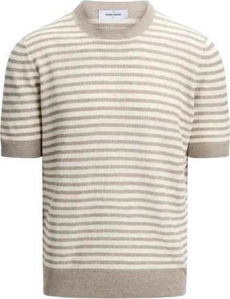 Gran Sasso Paricollo T-shirt - Heren - Ronde hals truien - Beige - M - Katoen - Truien & Vesten