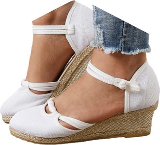 Generic Womens Espadrilles Wedge Sandals Summer Casual Closed Toe Sandal Comfortable Breathable Platform Low Heels Cute Shoes Flatform Heeled Shoes Ankle Stra