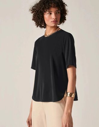 James Lakeland Womens Black Jersey Relaxed Top - Size: 12