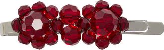 Simone Rocha Simone Rocha Mini Flower Crystal-embellished Hair Clip - Dark Red - One Size