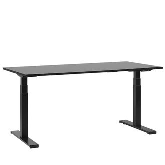 Beliani Beliani - Escritorio Ajustable Electr&oacute;nicamente Tablero Negro Estructura De Acero Con Recubrimiento De Polvo Negro 160 X 72 Cm Moderno Destin Ii