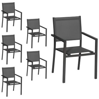 Happy Garden Happy Garden - Juego De 6 Sillas De Aluminio Antracita Textileno Gris