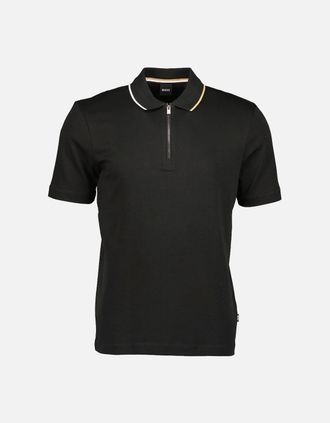 HUGO BOSS Mens C-Paras 30 Zip-Neck Polo Shirt - Black - Size: 36