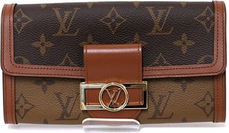 Louis Vuitton Brown Light Brown Monogram Monogram Reverse Leather Long Wallet (Bi-Fold) (Pre-Owned)