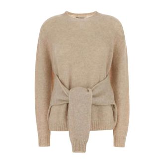 Des_Phemmes Round-neck Knitwear, female, Beige, Size: M Stretch Nylon Blend Sweater