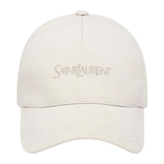 Saint Laurent Caps, female, White, Size: 59 CM White Baseball Cap Embroidered Logo