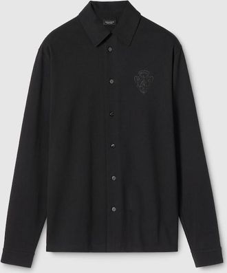 Gucci Cotton Piquet Shirt With Embroidery, Size XXXL, Black, Ready-to-wear