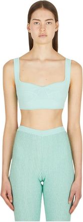 Marco Rambaldi Geribbelde Gebreide Top - Dames - Tops zonder mouwen - Groen - XS - Tops