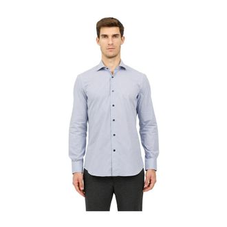 Mazzarelli Camicia con micro lavorazione fantasia e bottoni in tono - Heren - Zakelijke Overhemden - Veelkleurig - M - Overhemden