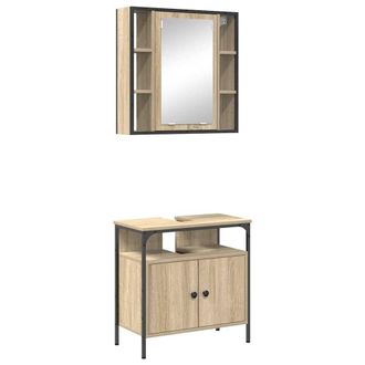 Berkfield Home 2 Piece Bathroom Cabinet Set Sonoma Oak Engineered Wood in Brown