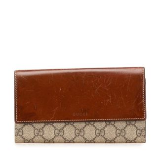Gucci Beige Brown Pvc Leather Long Wallet (Bi-Fold) (Pre-Owned)