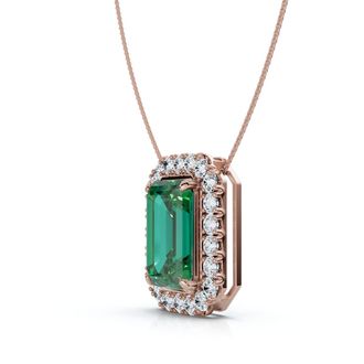 Pompeii3 7 1/2Ct Emerald & Diamond Pendant Gold 3/4 Tall 18 Necklace