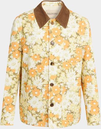 Valentino Garavani Men & apos;s Floral-Print Cotton Jacket
