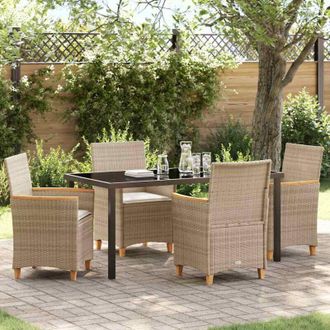 vidaXL Vidaxl - Conjunto De Comedor De Jard&iacute;n 5 Pcs Beige Rat&aacute;n Sint&eacute;tico