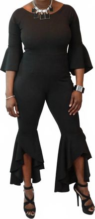 BLVD Supply Classic Bodycon Bell Bottom Jumpsuit In Black