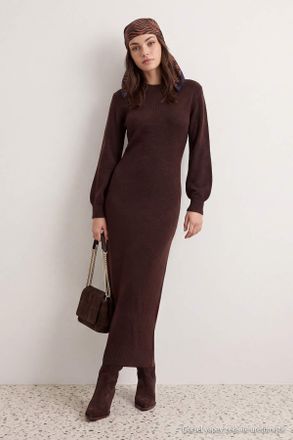 Trendyol Modest Dames Bruin Effen Maxi Lang Bodycon Modest Jurken