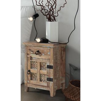 Jaipur Furniture Arrival Bedside Table Right (ARA-208-R) - Mango Wood - L33 x W51 x H71 cm - Distress Finish in Brown