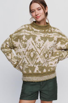 Pilcro Relaxed Intarsia Jacquard Sweater