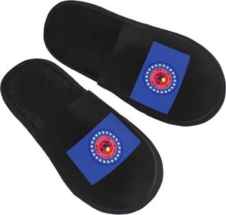 Generic Slippers Clay County, Missouri Flag Soft Cotton Slippers Anti-Skid Shoes For Home Outdoor Bedroom M
