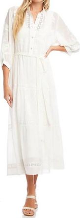 Karen Kane Embroidered Tiered Dress In Off White