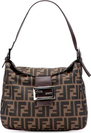 Fendi Borsa a spalla Double Flap in tela con motivo Zucca XX secolo - Marrone