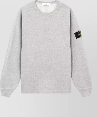 Stone Island cotton m&eacute;lange crew neck sweatshirt