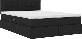 vidaXL Bed with Mattress with LED Black 140 x 190 cm Fabric vidaXL