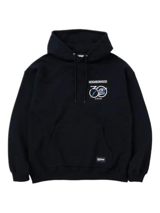 Neighborhood embroidered-patch hoodie - men - Cotton - L - Black