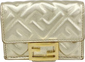 Fendi Gold Leather Wallet (Tri-Fold) (Pre-Owned)