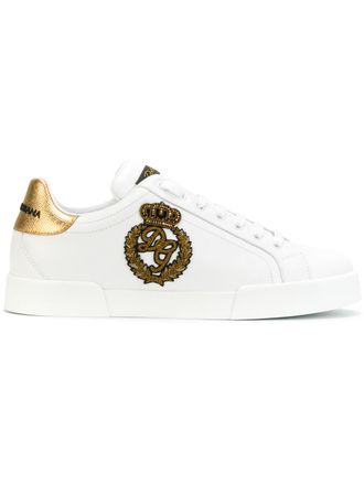 Dolce & Gabbana Portofino crown-patch leather sneakers - men - Calf Leather/Calf Leather/Rubber - 39 - White